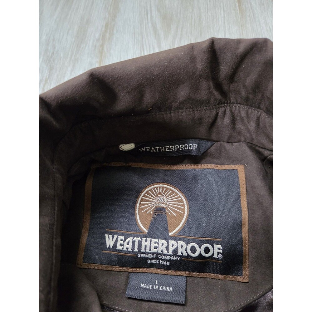 VTG Weatherproof Pebble Beach Embroidered Golf Jacket Mens L Full Zip Brown EUC - Picture 3 of 9
